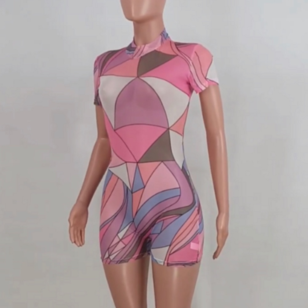 Pink Abstract Romper - Picture 4 of 4